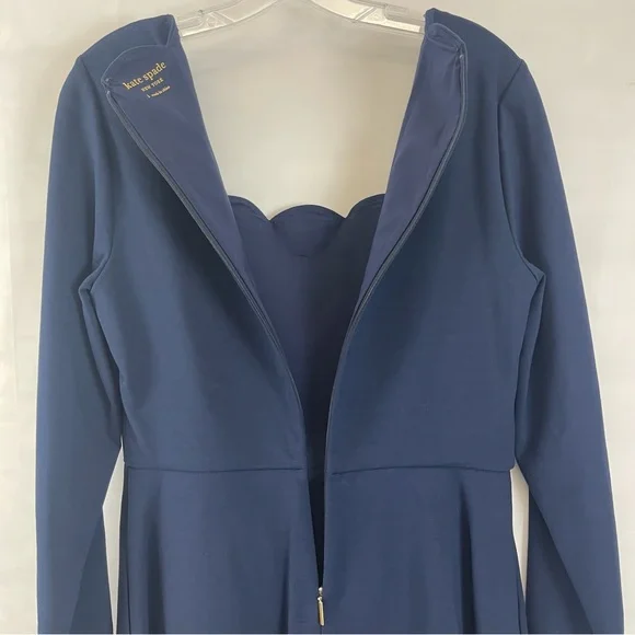 Kate Spade New York Women’s Scallop Neck Long Sleeve‎ Dress Blue Size L - Picture 12 of 13
